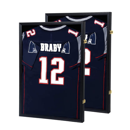 IHEIPYE Jersey Frame Display Case 2 Pack - Large Sport Jersey Shadow Box with UV Protection Acrylic for Baseball, Basketball, Football, Soccer, Hockey, Shirt and Uniform