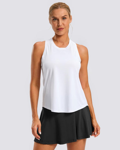 G Gradual Women's Workout Tank Tops Racerback Athletic Yoga Tops Loose Fit Sleeveless Running Gym Sports Shirts for Women(White,S)