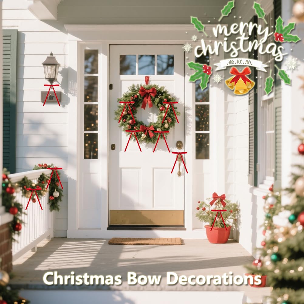 26 Pcs Velvet Christmas Tree Bows Ornaments, 5x7 Inch, 3/8" Wide, Craft Ribbon Bows for Garland Wreath Indoor Outdoor Xmas Decorations, Red