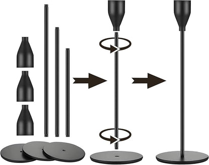 Matte Black Candlestick Holder for Taper Candles, Decorative Candle Holders Bulk Candle Stick Holders, Fits 3/4 inch Candles, Metal Taper Candle Holders for Table Centerpieces, Home Decor (Set of 9)