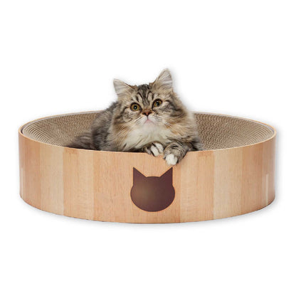 Necoichi Cat Scratcher Bowl for Indoor Cats - Cat Scratching Lounger with Reversible Usability and Extra Comfort for Lounge, Cardboard Bed Couch / (XL, Oak)