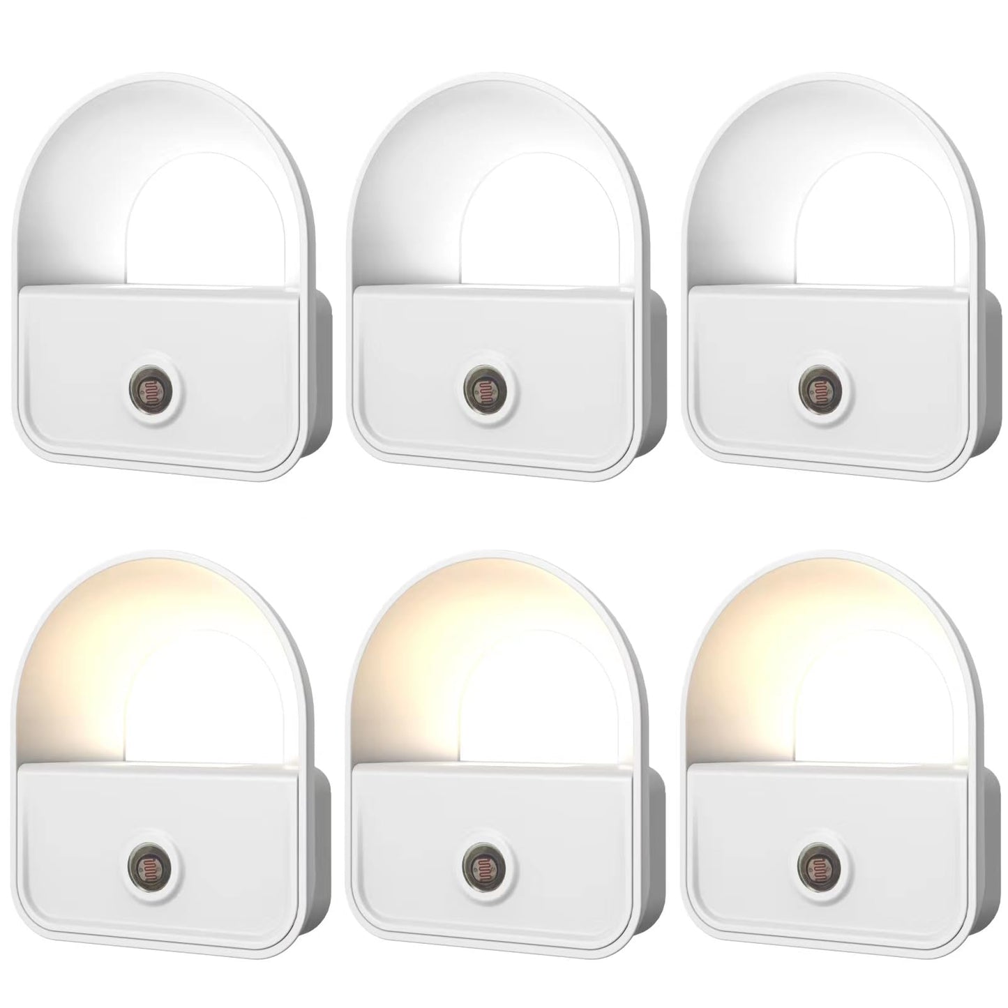 6 Pack Night Light Plug in, White LED Nightlights with Smart Dusk to Dawn Sensor, Plug into Wall Nightlights Suitable for Bedroom, Bathroom, Hallway, Kitchen, Stairs, Kids, Adults