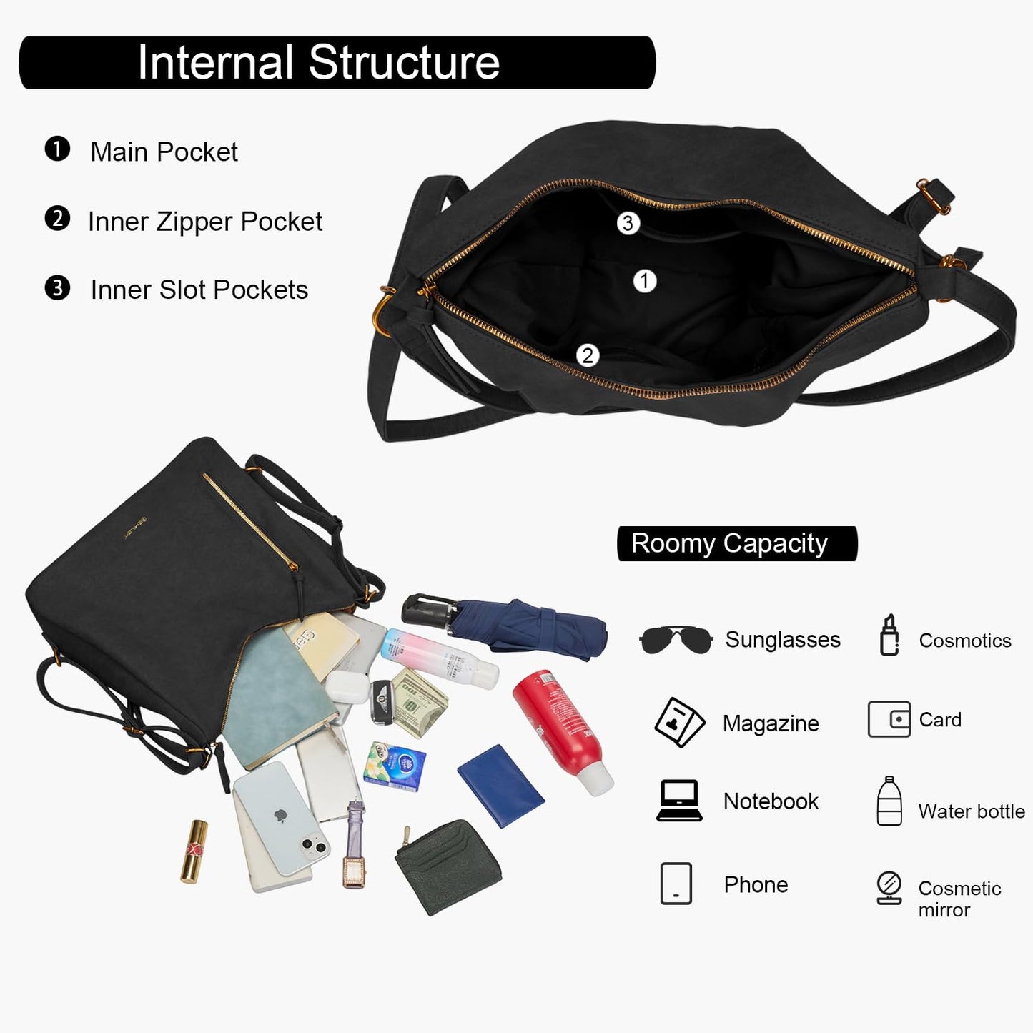 Women Hobo Bag Faux Leather Tote Handbags Clutch Purses Fashion Crossbody Bag Shoulder Bags