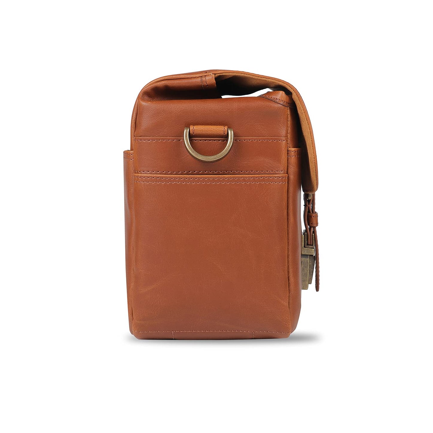 MegaGear MG1525 Leather Camera Messenger Bag for Mirrorless, Instant and DSLR Cameras - Light Brown, Compact,LightBrown