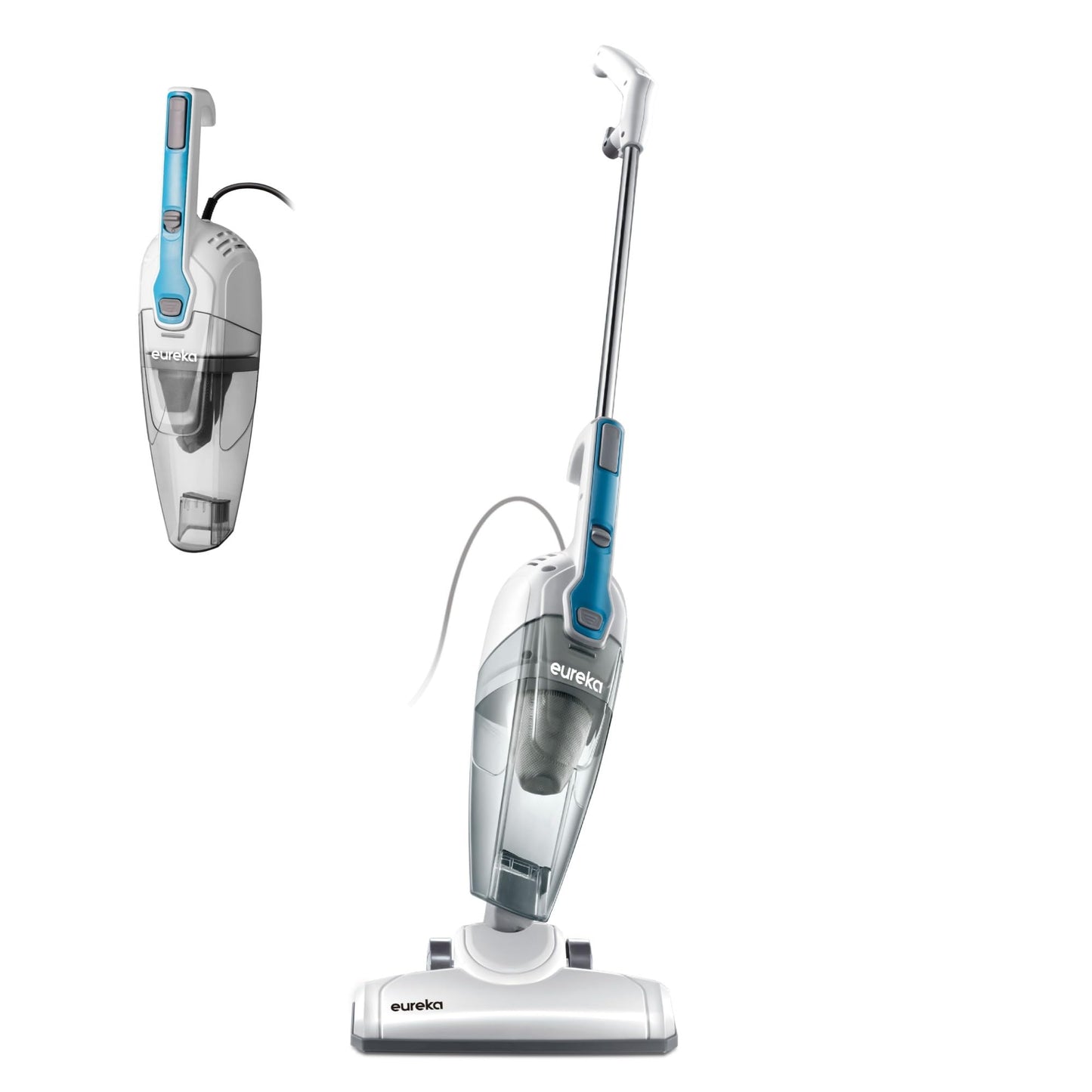 Eureka Corded Stick Vacuum Cleaner for Home Pet Hair, Lightweight Stick Vacuum Cleaner with Powerful Suction for Carpet Tile and Hard Floor, Aqua Blue, 3-in-1 Handheld Vac NES100