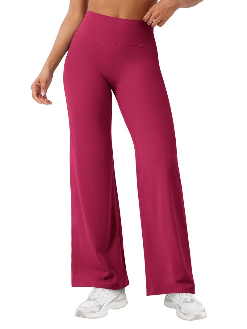 YEOREO Workout Leggings Womens No Front Seam Straight Leggings 29" High Waist Buttery Eddiy Gym Yoga Pants Ruby Red M