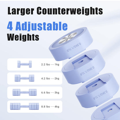 MERACH Dumbbell Set of 2, Adjustable Weight, Anti-slip Handle, Macaron Colors, Each 2.2/4.4/6.6/8.8 lbs, 4 in 1 Hand Weights for Women at Home