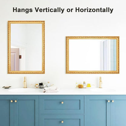 Gold Vintage Mirror, 40'' x 28'' Traditional Antique Wall Mirrors with Ornate Gold Frame, Bathroom Decorative Mirrors for Wall Decor