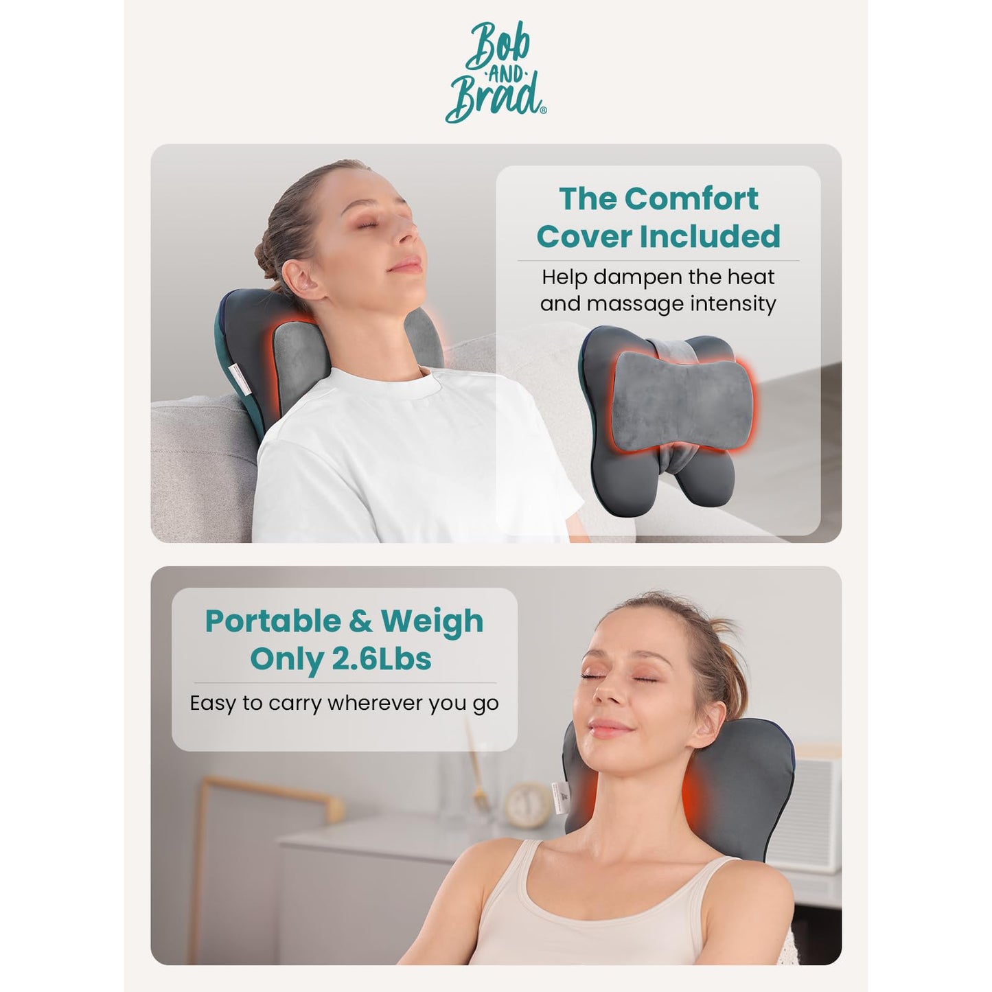 BOB AND BRAD Cordless Back Massager with Heat FSA Eligible HSA Eligible, Shiatsu Neck Massager for Pain Relief Deep Tissue, 3D Kneading Massage Pillow for Pain Relief, Birthday Gifts for Women Men
