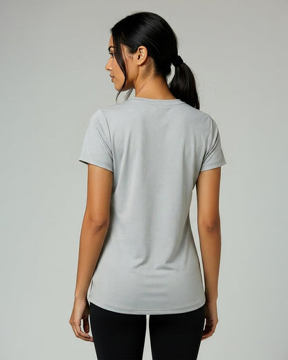 Real Essentials 5 Pack: Women's Dry-Fit Short Sleeve V Neck T Shirt Workout Fitness Yoga Top Tee, Set 12, L