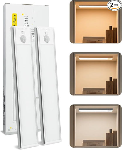 Under Cabinet Lighting, LED Rechargeable Motion Sensor Closet Lights, 3 Color Temps Under Counter Lights, Wireless Dimmable Magnetic Battery Operated Light Indoor for Kitchen, Stairs, Pantry