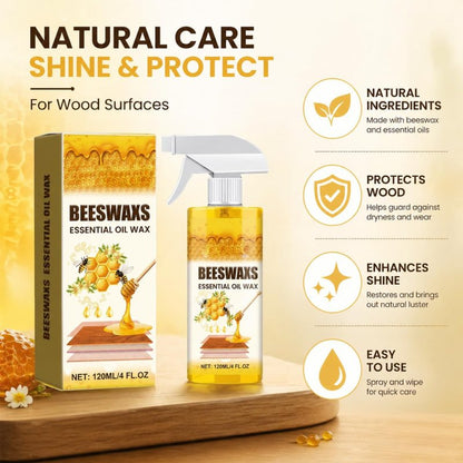 Beeswax Wood Polish Spray – Natural Beeswax Furniture Polish & Wood Cleaner, Multi-Purpose Wood Care Spray for Cabinets, Tables & Floors, Restores Shine & Protects Surface (1 Pack)