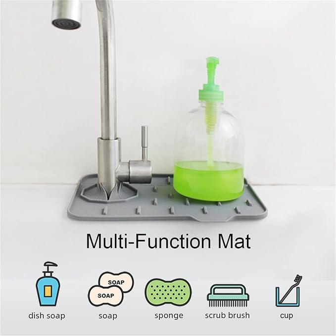 2-Pack Bytelive Silicone Sink Mat, Mini Sink Splash Guard and Soap Sponge Holder