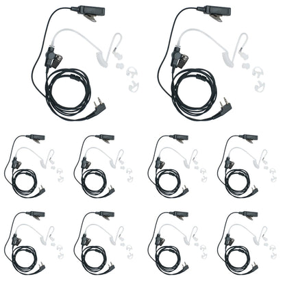 BVMAG Acoustic Tube Earpiece Headset with Mic PTT Compatible with Baofeng UV-5R 5R BF-F8HP BF-888S Kenwood TK3230 TK-3160 Puxing Quansheng Wouxun Walkie Talkie Two Way Radio 10 Pack