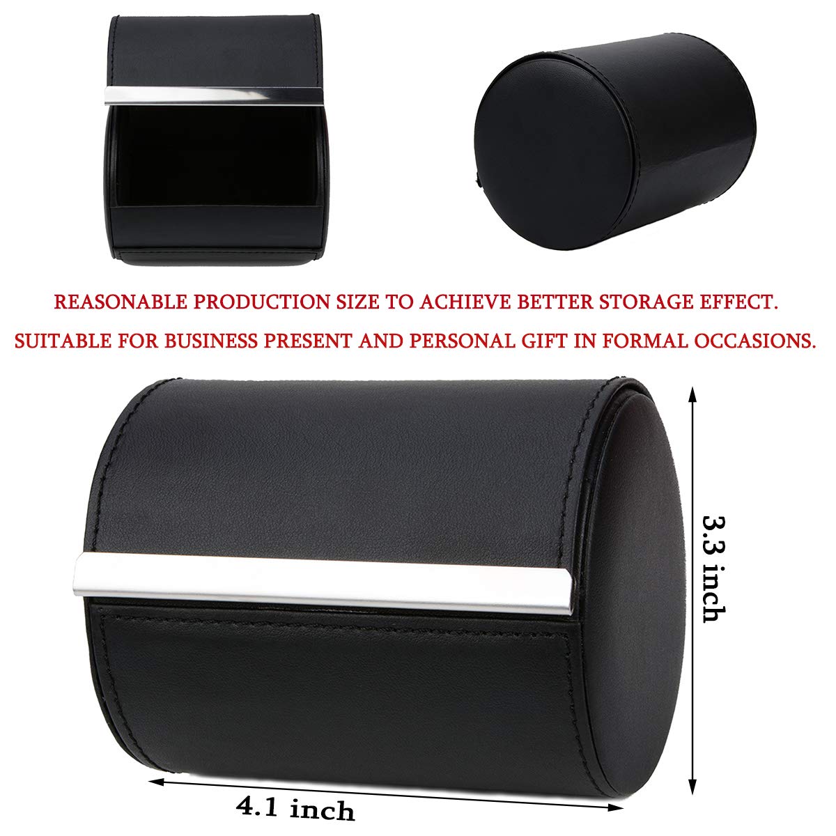 Iristide Neck Tie Box Formal Cylinder Men's Classy Necktie Travel Storage Case (Black)