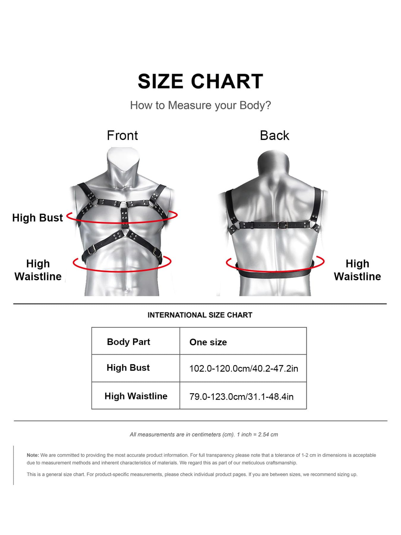 Men’s Adjustable Faux Leather Chest Harness with Metal O-Rings, Punk Rock Body Strap for Festival, Rave, Clubwear, Costume and Fashion Styling Outfits(Fit Bust 40.2-47.2in)