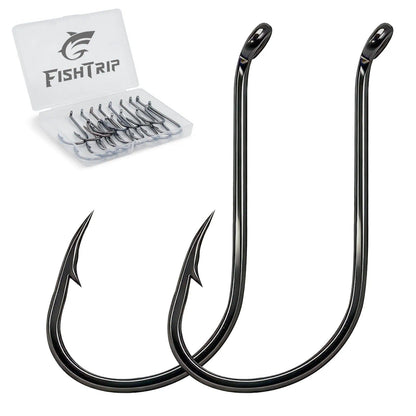 FishTrip 100 Pack Octopus Fishing Hooks - Offset Beak Circle Hooks for Fish Hooks Saltwater & Freshwater, Live Bait Fish Hook for Rigs Catfish, Bass Tuna, Walleye, Trout