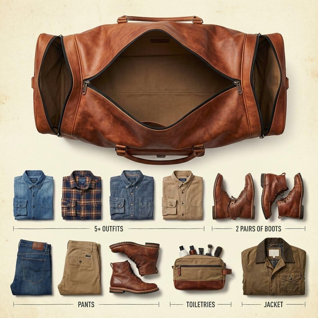 Leather 24 Inch Luggage Handmade Duffel Bag Carryall Weekender Travel Overnight Gym Sports Carry On Duffel Bag For Men And Women