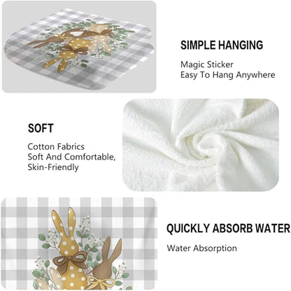 Spring Hand Towels, 2 Packs Buffalo Plaid Easter Bathroom Towels Soft