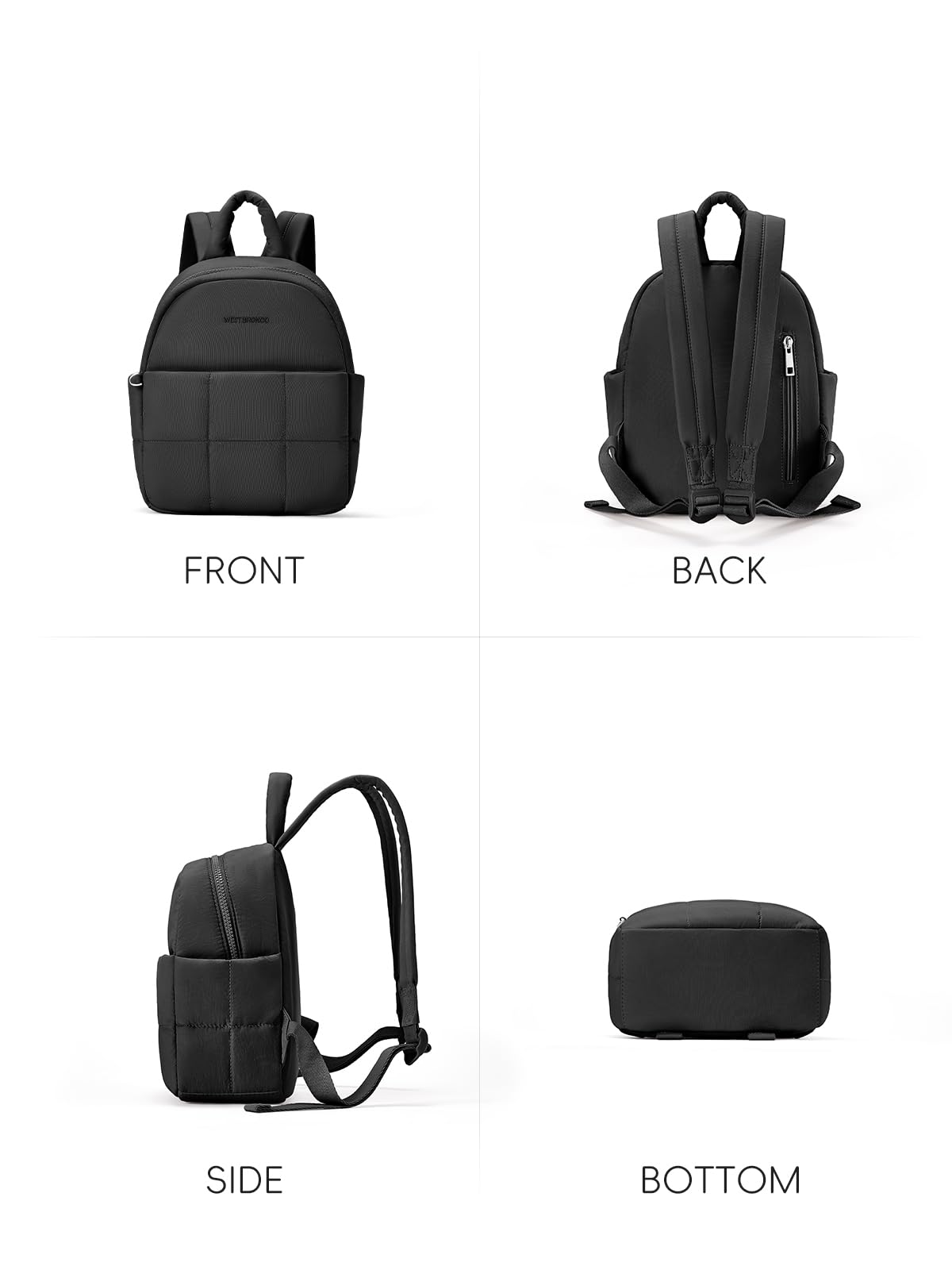WESTBRONCO Mini Backpack for Women Nylon Small Fashion Backpacks Purse Puffer Lightweight Backpacks for Travel, Shopping, Daily