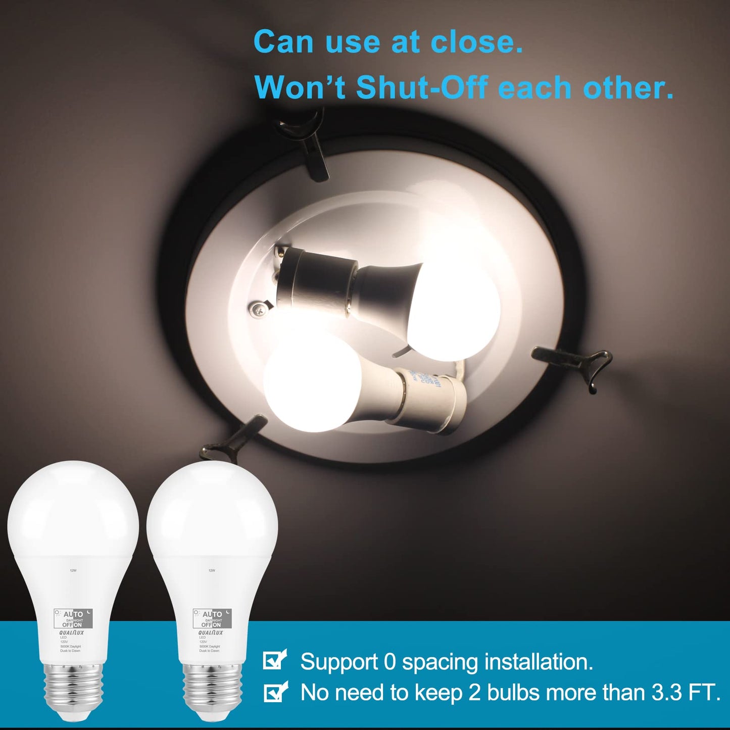 Dusk to Dawn Light Bulbs, Auto On/Off Light Sensing LED Bulbs Outdoor, Vintage Amber, Edison ST19 2-Pack, 6.5W 700LM 60W Equivalent, HQ-H027