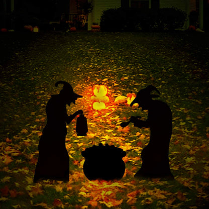 Ivenf Witch Halloween Decorations Outdoor, 2 Large Black Witches with Cauldron, Scary Silhouette Yard Signs with Stakes, Corrugated Plastic, Waterproof Lawn Decorations for Kids Family Home Party