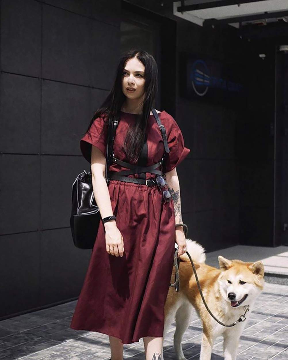 Pinwe Leather Body Chest Straps Punk Harness Caged Waist Belt Gothic Body Chain Strappy Adjustable for Women(PW003)