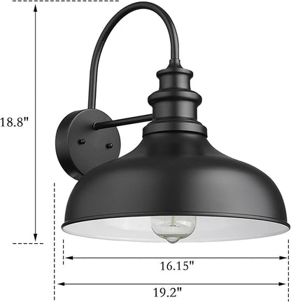 Bestshared Large Outdoor Farmhouse Barn Lights 16 Inch Dome Outdoor Wall Lighting Fixture Industrial Wall Sconces Exterior Mount Lantern Light for Porch,Entryway,Garage (1Pack,Black+White)