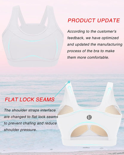 RUNNING GIRL High Impact Sports Bras for Women,Racerback White Bra Workout Crop Tank Tops Longline Sports Bra Push up(WX2667 White,XL)