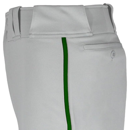 SSK Showcase Collection Flex Bottom Adult Baseball Pants | Adult Sizes Solid & Piped (US, Alpha, Medium, Regular, Regular, Grey/Forest)