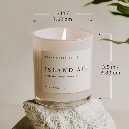 Sweet Water Decor Candles | Spa Scented Soy Wax Candle for Home | 11oz Jar Candle with Wood Lid, 50+ Hour Burn Time, Made in The USA (Stress Relief, White - 11 oz)