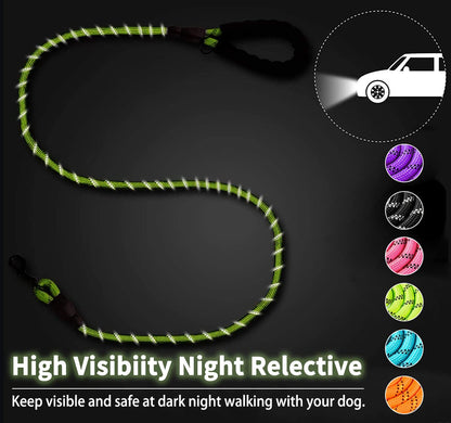 COOYOO 2 Pack Dog Leash 6 FT Heavy Duty - Comfortable Padded Handle - Reflective Dog Leash for Medium Large Dogs with Collapsible Pet Bowl Set 6-Black+Green