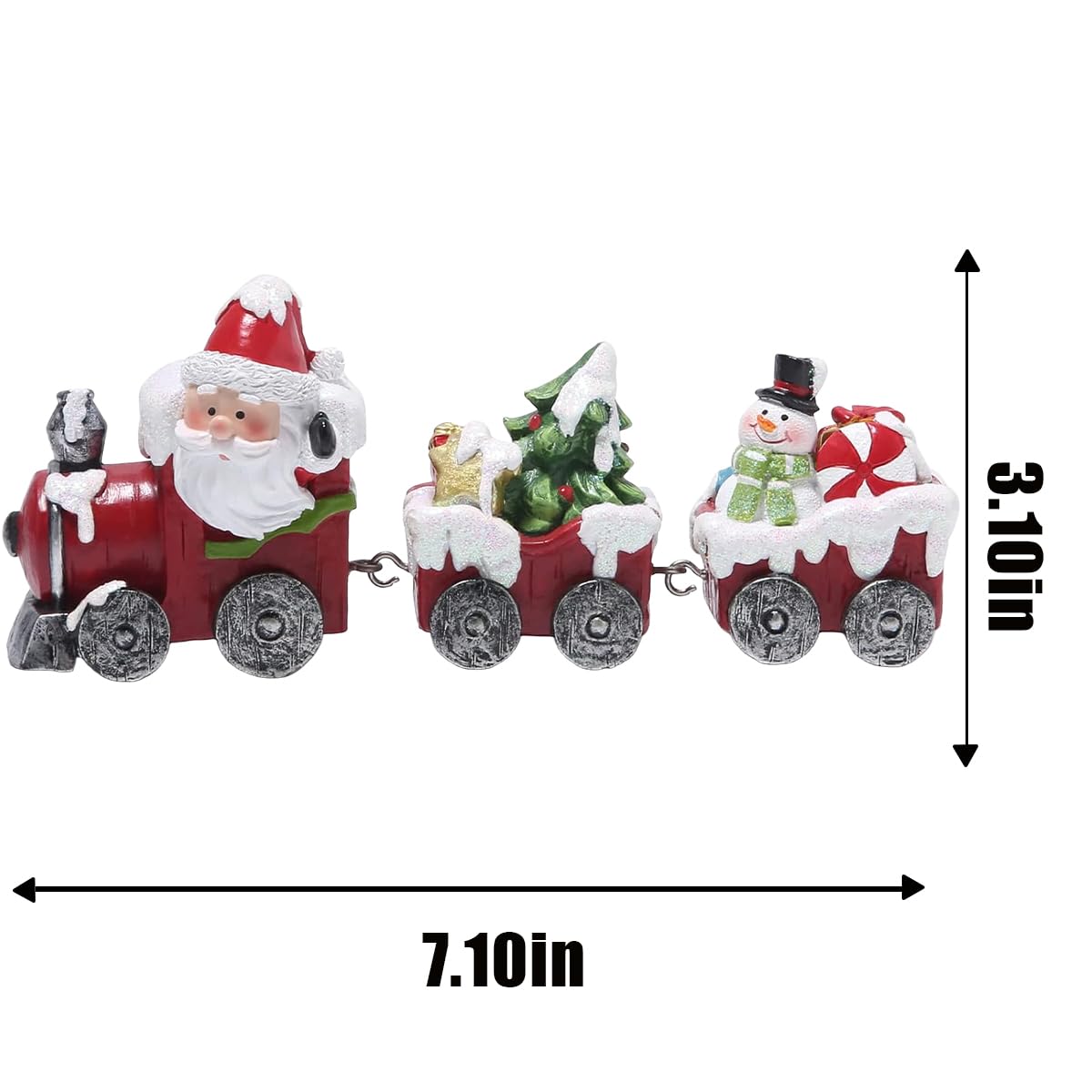 Hodao Christmas Train Figurines with Santa, Tree & Snowman – Mini Resin Tabletop Decorations for Home, Indoor Holiday Decor, Lovely Ornaments & Gift