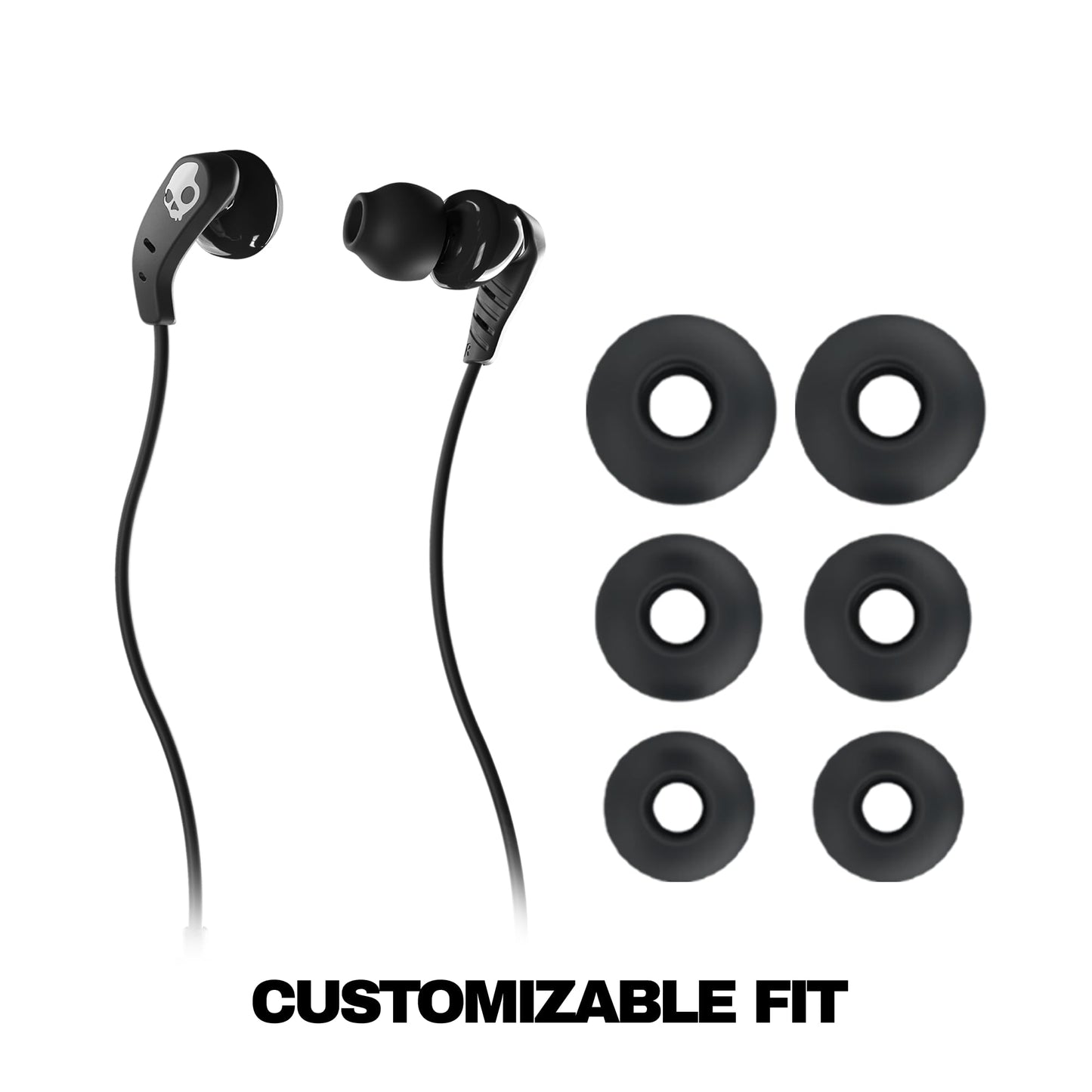 Skullcandy Set USB-C Wired Earbuds with Noise Isolating Fit, in-Line Microphone Call and Track Control for iPhone Android, Ear Gel Sizes Included for Custom Fit - True Black