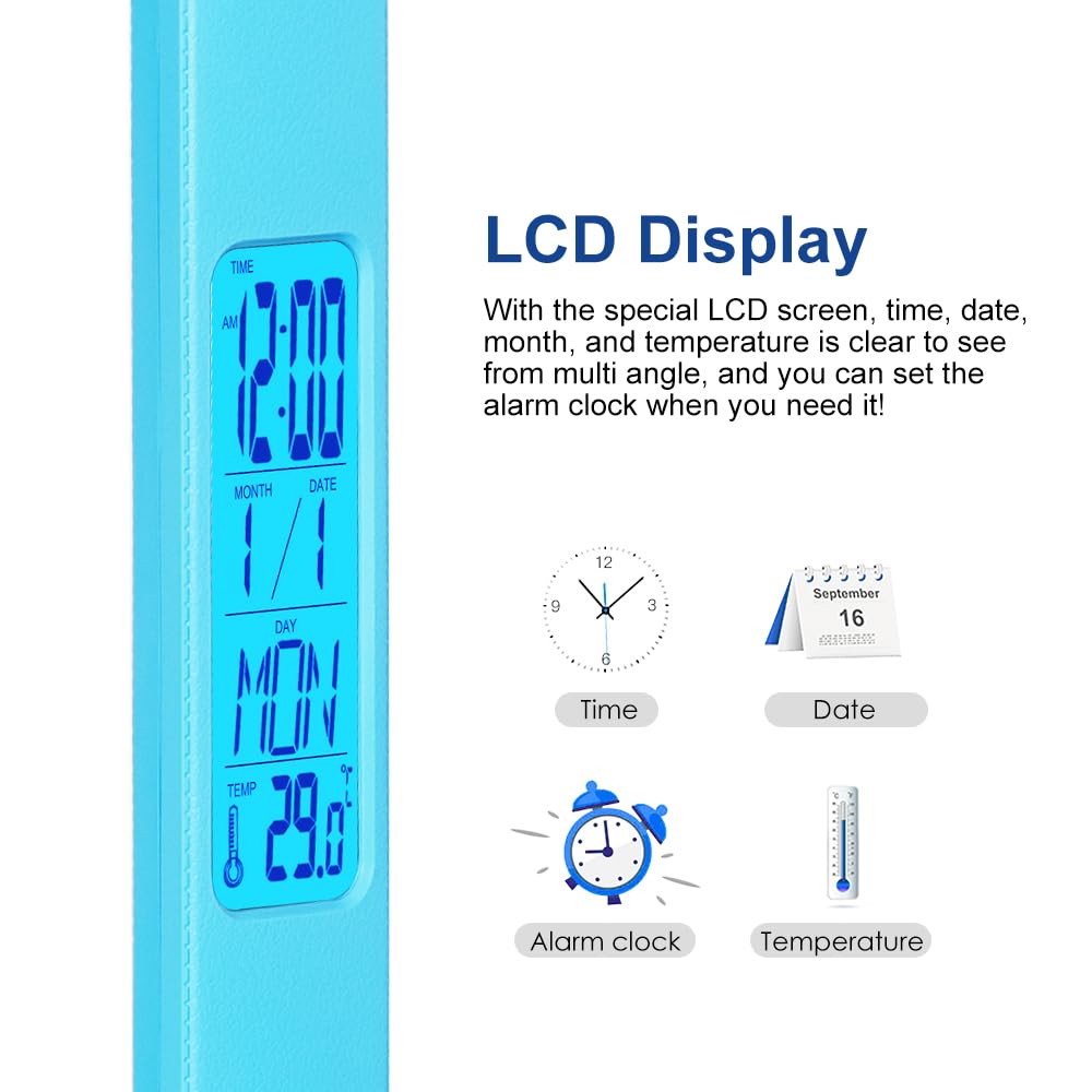Multifunctional LED Desk Lamp with Wireless Charger,USB Charging Port,Clock,Phone Holder,Desk Lamps for Home Office,Eye-Caring Reading Lamp,Study Lamp for Boys,Girls,Teens,White