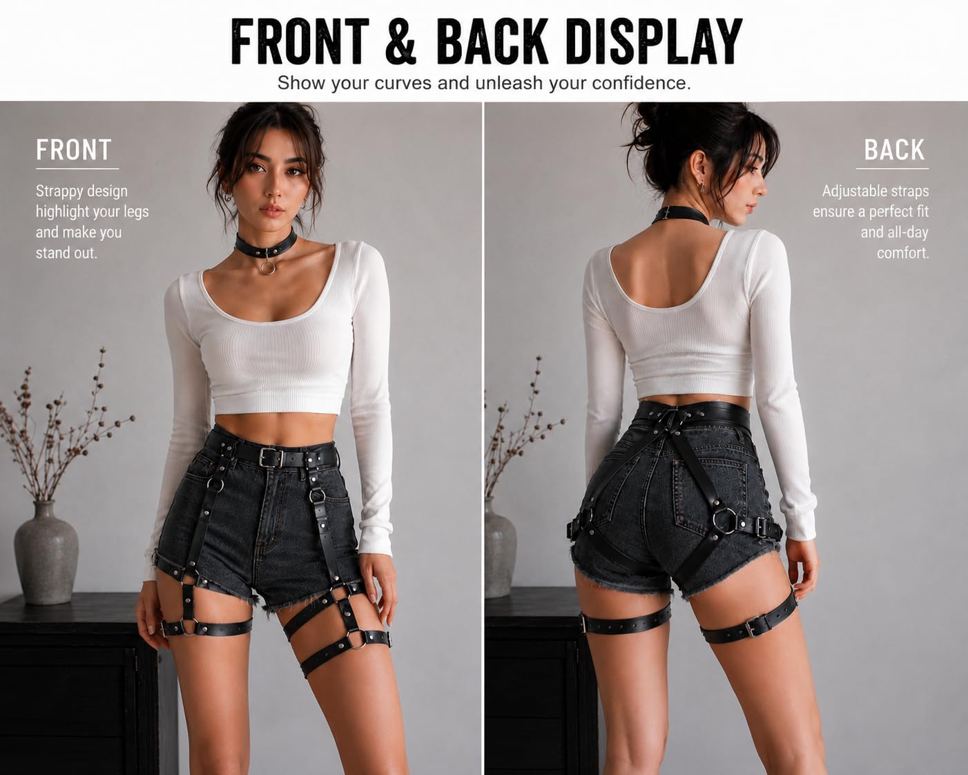 Women's garter belt Leather Thigh harness Punk Leg Belts lingerie Bar Carnival Party Cosplay outfits Accessories