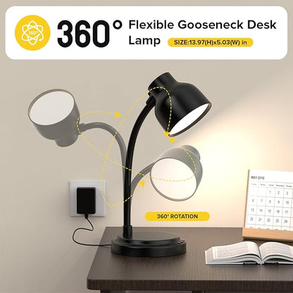 LED Desk Lamp for Office Home,Table lamp,Desk Lamp for College Dorm Room,4 Brightness,Dimmable Table Lamp Eye Caring Reading Light(Black)