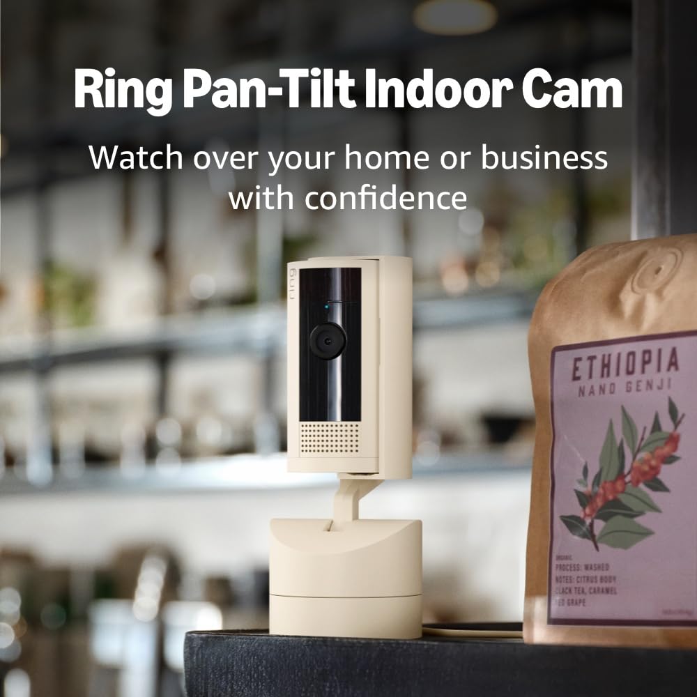 Ring Pan-Tilt Indoor Cam | See all around your home or business with 360° pan coverage, HD video, plus Two-Way Talk (2024 release) | White