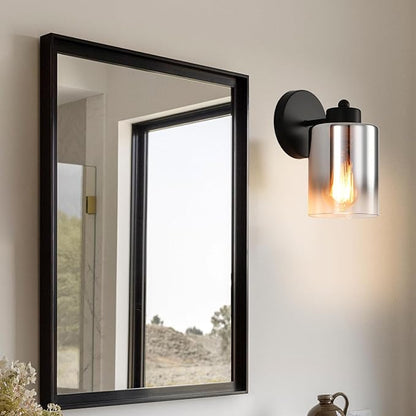 Metal Sconces Wall Lighting with Clear Glass Shade, Bathroom Vanity Light Matte Black Wall Sconce, Modern Wall Light Fixtures