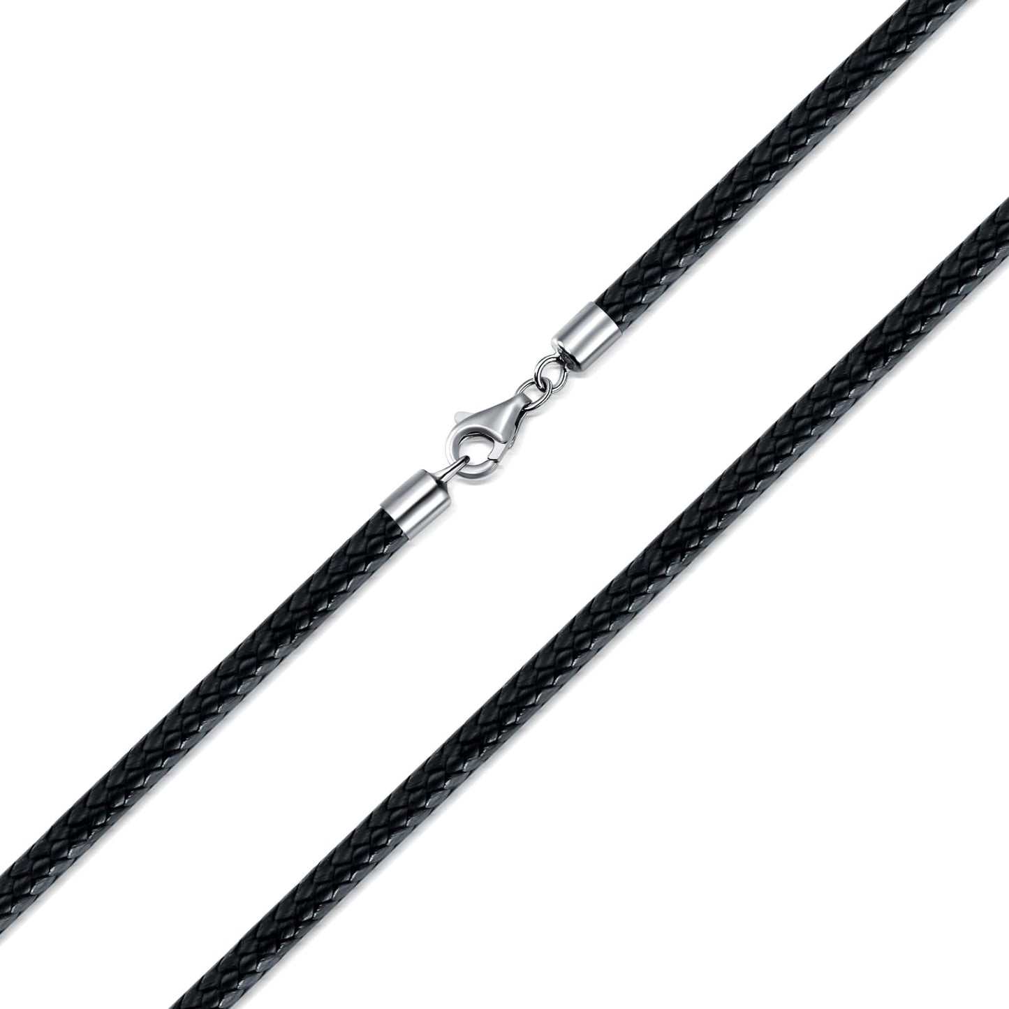 PDTJMTG Leather Necklace Cord 2MM 3MM Leather Chain with Sterling Silver Clasp 18, 20, 22, 24, 26 Inches (18 inches, 2mm)