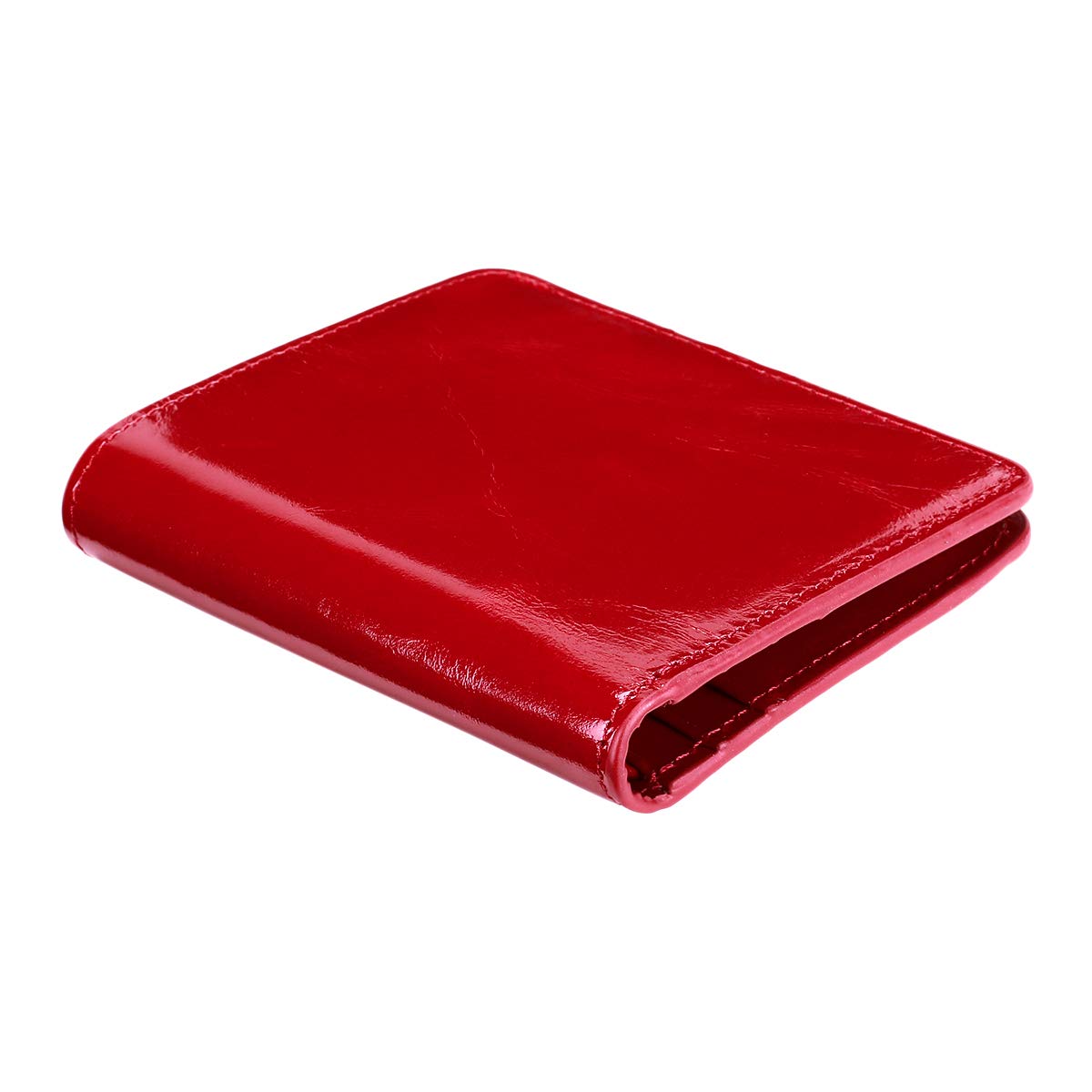 Itslife Women's Rfid Blocking Small Compact Bifold Leather Pocket Wallet Ladies Mini Purse with id Window (Waxed Red)