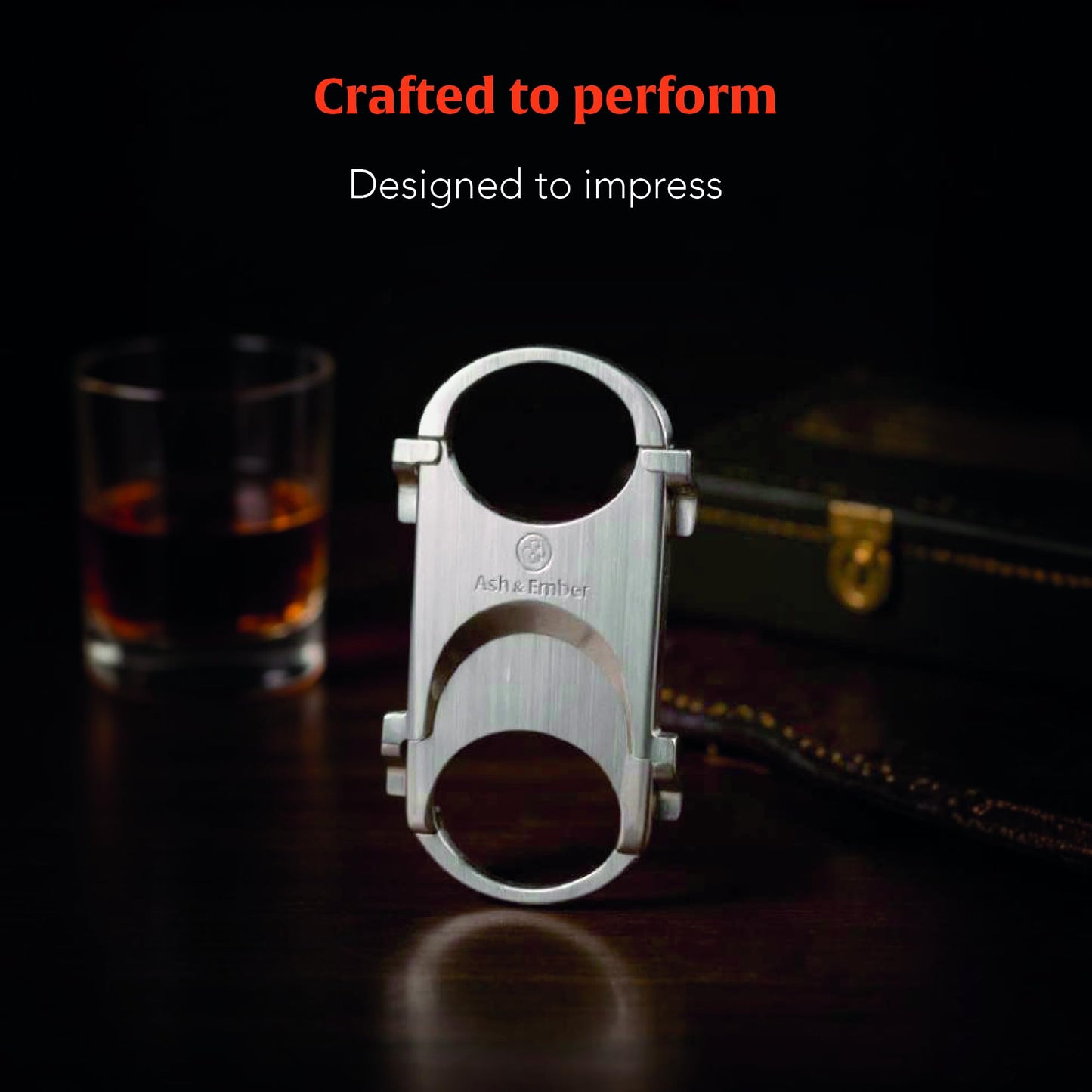 Guillotine Cigar Cutter – Premium Guillotine Cigar Cutter with Stainless Steel Finish, Dual-Ring Ergonomic Grip, Compact Travel-Friendly Design, PU Leather Pouch, Gift-Ready Box – Ash & Ember