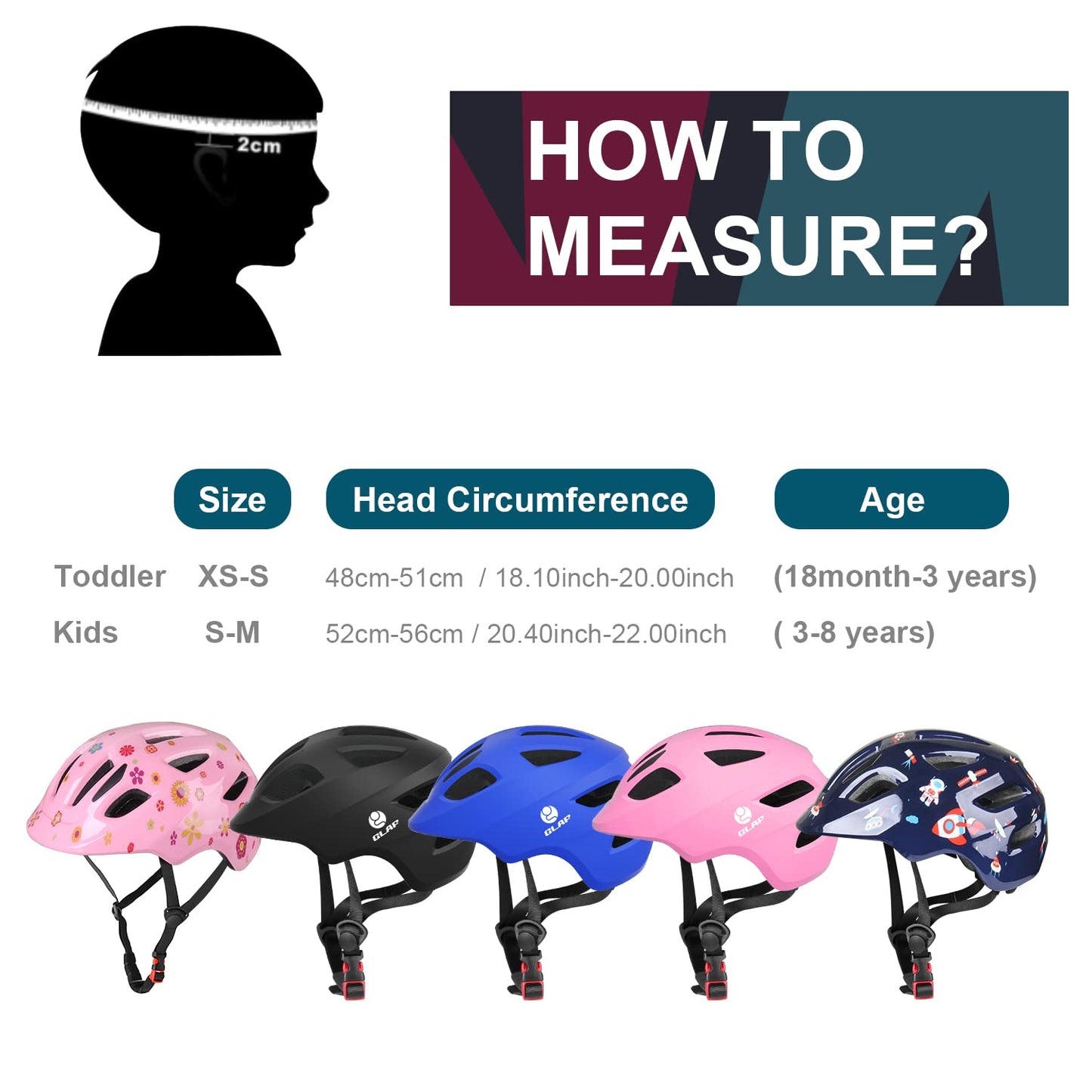 GLAF Baby Bike Helmet Toddler Helmets for 1 Year Old and up Infant Girls Boys Multi Sport Adjustable for Scooter Bicycle Kids Youth Child Skateboard Safety Cycling (XS, Matte Black)