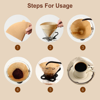 Coffee Filter, Cone Coffee Filters #2, Disposable Drip Coffee Filter 1-4 Cup for Pour Over and Drip Coffee Maker, Natural Unbleached, 100 Count