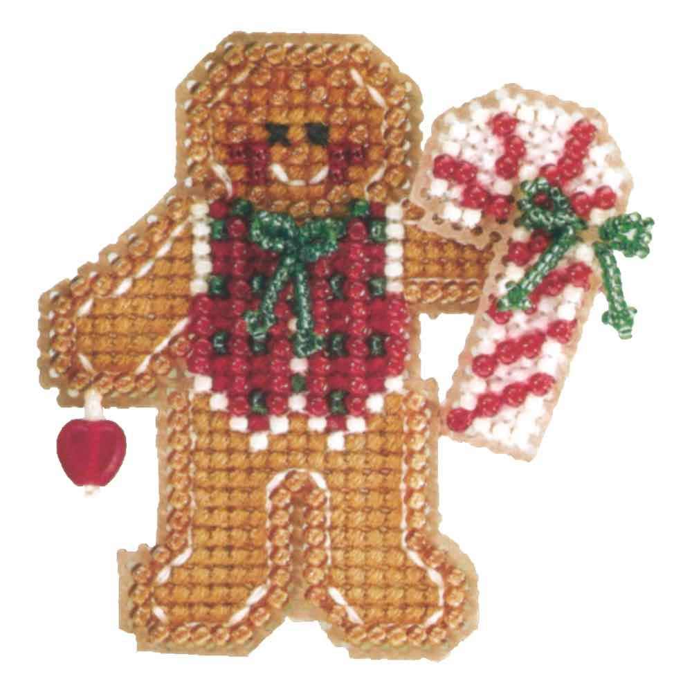 Gingerbread Boy Beaded Counted Cross Stitch Ornament Kit Mill Hill 2006 Winter Holiday MH18-6306