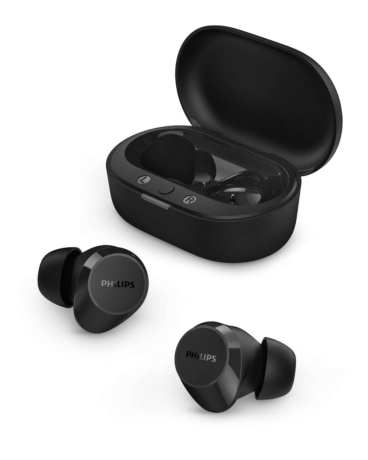 Philips TAT1219 True Wireless Bluetooth Earbuds - 18 Hours Play Time, Dynamic Bass, Clear Calls, IPX4 Water Resistant, Black
