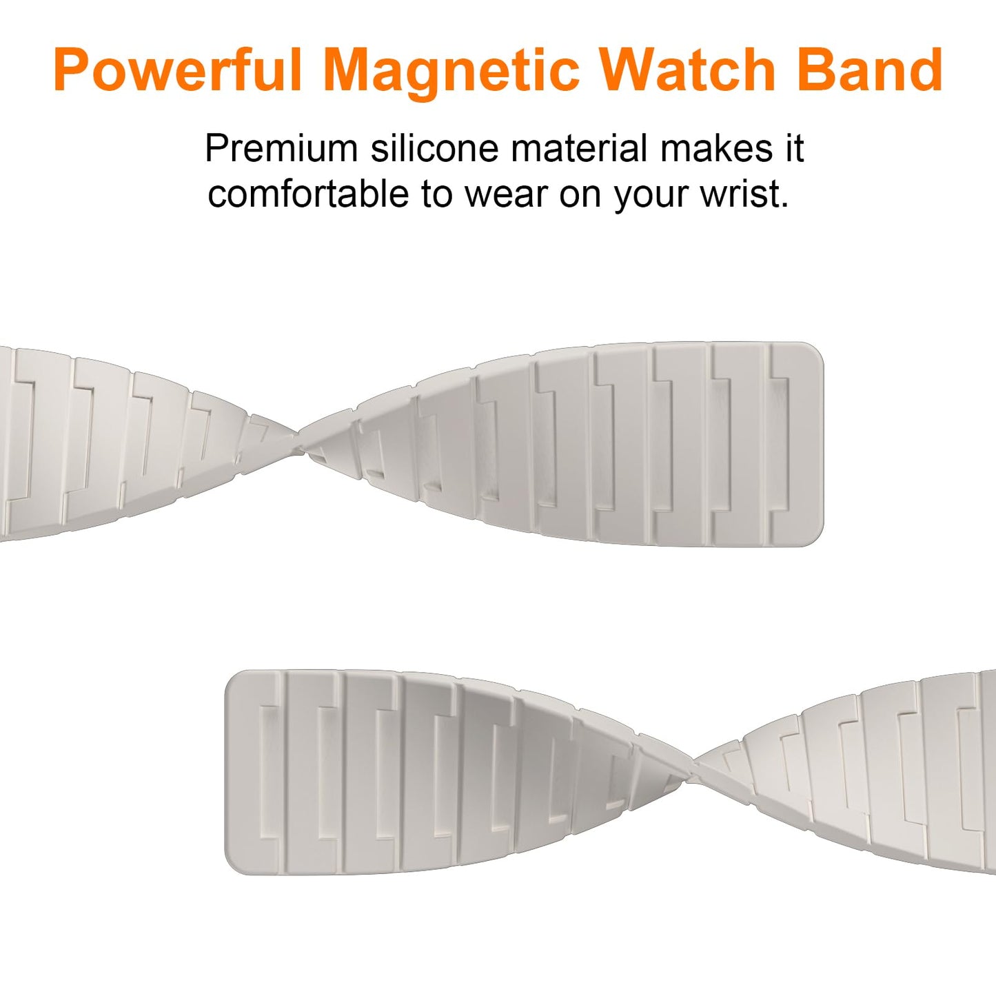 Suphart Strong Magnetic Bands Compatible with Apple Watch Band 49mm 46mm 45mm 44mm 42mm 41mm 40mm 38mm, Silicone Strap for iWatch Ultra 2 SE Series 10 9 8 7 6 5 4（49/46/45/44/42mm, Starlight）