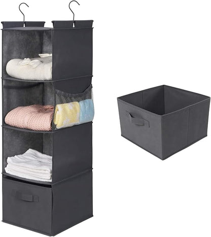 MAX Houser 4-Shelf Hanging Closet Organizer, Space Saver, Cloth Hanging Shelves