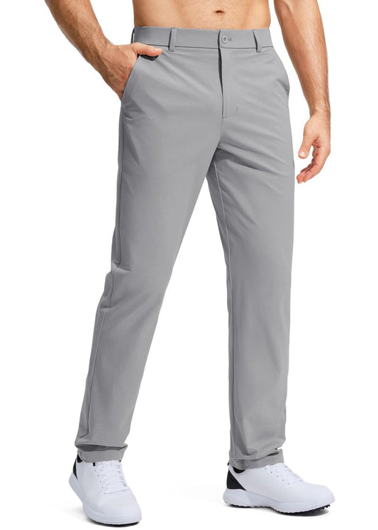 Pudolla Men's Golf Pants Stretch Work Dress Pants Men's Dress Pants 32 Lightweight Quick Dry Trousers with Pockets(Light Grey 35Wx32L)