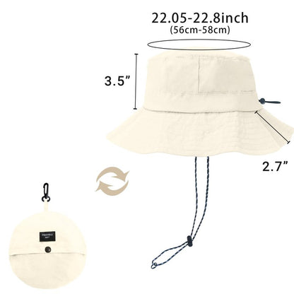 PFFY Packable Sun Bucket Hat for Women Outdoor UV Protection Sun Hats Waterproof Lightweight Hiking Outdoor Cap Blue